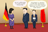 Cartoon: Baerbock in China (small) by leopold maurer tagged baerbock,china,antrittsbesuch,wirtschaft,demokratie,taiwan,ukraine,krieg,russland,xi,jinping,dolmetscher,bedenken,kritik,hamburg,hafen,macron,usa,westen,eu,nato,deutschland,grüne,leopold,maurer,cartoon,karikatur
