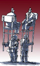 Cartoon: talks continuing (small) by Medi Belortaja tagged talks negotiation war peace soldiers military politicians